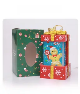 Detail of gingerbread man gift box acrylic night light with Christmas festive packaging