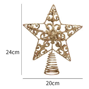 Detail der 24cm goldenen Weihnachtsbaumspitze mit Glitzer und spiralförmiger Basis