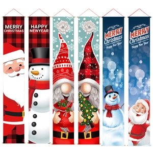 Christmas nutcracker and Santa Claus porch banners for festive holiday outdoor decoration