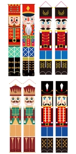 Detail showcasing four styles of Nutcracker Christmas door banners made of durable Oxford cloth