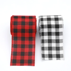 Classic red black and white plaid decorative ribbons for Christmas gift wrapping