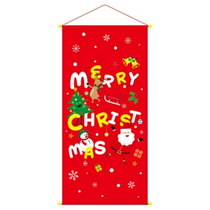 Bannière de Noël rouge avec Père Noël, bonhomme de neige et renne pour décor de fête