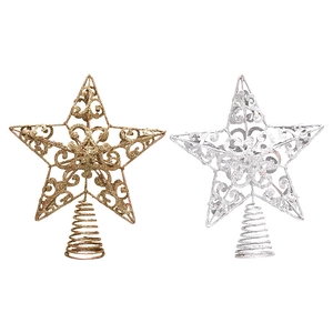 Glitzernde Weihnachtsbaumspitzen in Gold und Silber mit filigranen hohlen Scrollmustern