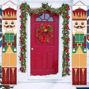Nutcracker Christmas door banners made of Oxford cloth featuring festive soldier designs