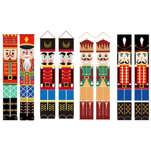 Festive Oxford cloth Nutcracker soldier door banners for Christmas holiday decoration