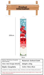 Christmas gnome couplet banner detail in oxford cloth with dimensions 180x30cm