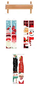 Three-piece set of vertical Christmas door banners with gnomes and Santa illustrations