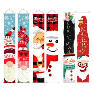 6-Piece Christmas porch banner set featuring Santa and Snowman holiday door decorations