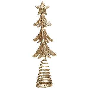 Glittering gold Christmas tree topper with star shape and tiered iron design