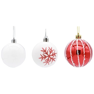 Three-piece set of decorative Christmas balls with snowflake and wave glitter patterns
