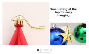 Detail of colorful star ornaments showing the golden hanging loop and shiny finish