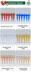 Detailed grid view of assorted six-color festive gourd-shaped Christmas tree ornaments