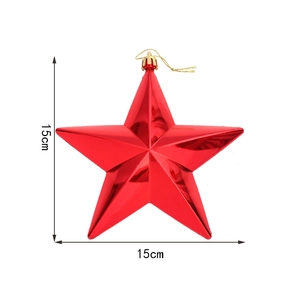 Red 15cm Christmas star ornament with glossy metallic finish and gold hanging string