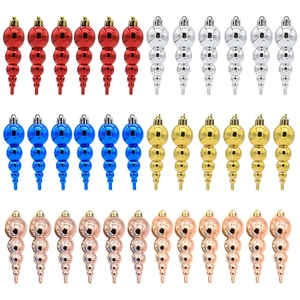Electroplated Plastic Gourd Shape Christmas Tree Ornaments For Festive Holiday Home Decoration Party Supplies Multi Color Ornaments