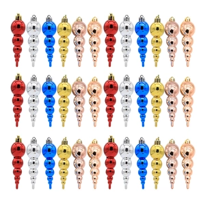 36-piece set of metallic icicle Christmas tree ornaments in assorted colors