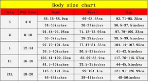 Detaillierte Damen Tankini Größentabelle mit US-Größen und Körpermaßen in cm und Zoll