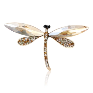 Exquisite Alloy Rhinestone Dragonfly Brooch Elegant Crystal Animal Pin For Women Banquet Wedding Accessories Fashion Jewelry
