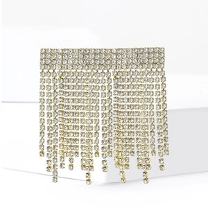 Luxurious gold alloy brooch with sparkling rhinestone tassels for elegant women suits