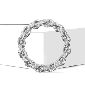 Vintage silver twisted cable ring with polished metallic finish on a white background