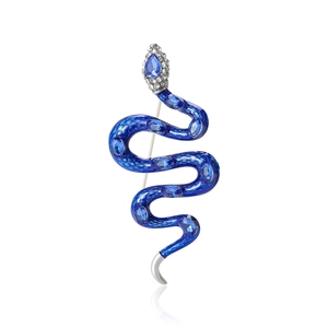 Broche Serpent en Alliage Émaillé Vintage pour Hommes Femmes Strass Incrusté Animaux Épingles pour Costume Chemise Bijoux