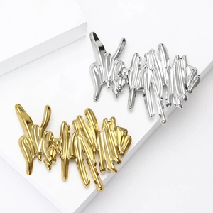Modern Stainless Steel Abstract Liquid Metal Brooch For Women Men Geometric Irregular Wave Pin Fashion Jewelry Accessories