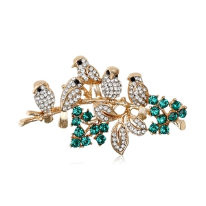 Vintage Alloy Rhinestone Bird On Branch Brooch Pin Exquisite Animals Jewelry For Suit Coat Women Men Fashion Accessory