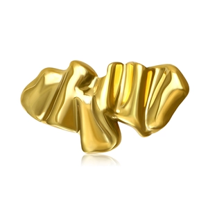 Minimalist Stainless Steel Irregular Wave Brooch For Women Liquid Metal Texture Gold Silver Pin Jewelry Accessory