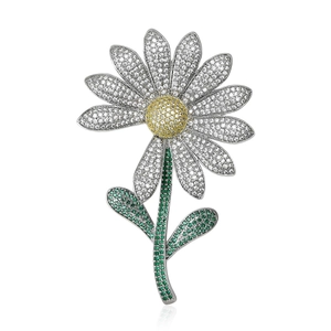 Spilla Bouquet di Margherite in Stile Lusso Leggero Elegante Spilla in Rame con Strass per Donna Gioielli Moda Accessorio Sposa