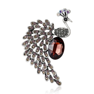 Broche Paon en Alliage Vintage Avec Strass Colorés et Perle Artificielle Broche Luxueuse en Forme d'Animal pour Femme Bijoux Cadeau