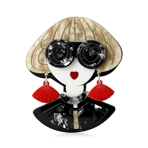 Broche en Acrylique Femme Moderne Lunettes en Cœur Pop Art Personnages de Dessin Animé Badge Avatar Bijoux Accessoires pour Femmes