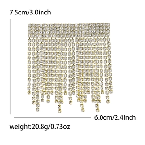 Luxury rhinestone tassel brooch for women's suits with 6.0cm by 7.5cm dimensions
