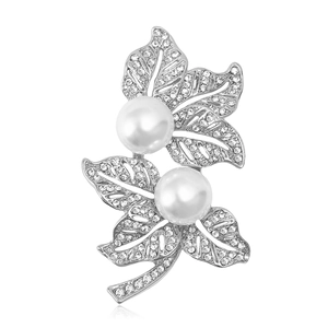 Élégante Broche Feuille en Alliage avec Strass et Künstliche Perle pour Femme Bijoux de Mariage Fête Style Coréen Floral Mode Cadeau