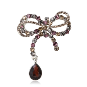 French Vintage Bow Pendant Brooch Elegant Rhinestone Inlaid Alloy Pin Fashion Jewelry Clothing Accessories For Women Gift