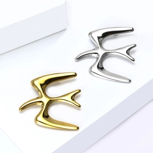 Minimalist swallow bird brooches in polished gold and silver finish for women