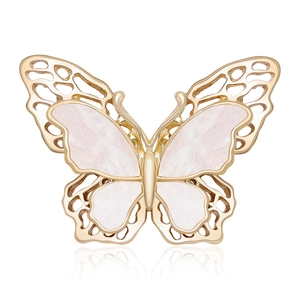 Luxury Butterfly Brooch For Women Shell Inlay Hollow Alloy Gold Silver Butterfly Pin Elegant Versatile Fashion Jewelry Accessory