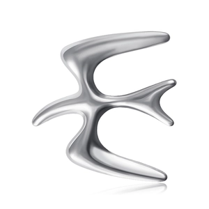 Polished silver stainless steel swallow bird brooch with a minimalist streamlined design