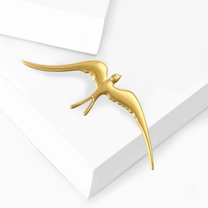 Spilla a Forma di Rondine in Volo Minimalista in Acciaio Inossidabile per Donna Gioielli Placcati in Oro e Argento per Vestiti