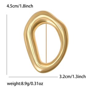 Broche anneau liquide dorée irrégulière pour femme en alliage poli au style minimaliste