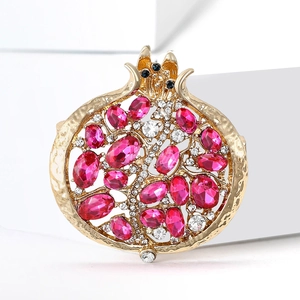 Élégante Broche en Forme de Grenade en Alliage avec Strass pour Femmes Mode Fruit Corsage Or Rose Rouge Cristal Broche Cadeau