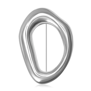 Broche bague liquide irrégulière en argent poli avec finition miroir brillante et épingle