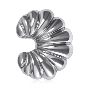 Polished silver fan-shaped earring backs with radial texture for heavy earrings