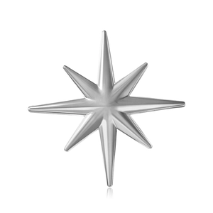 Broche étoile à huit branches en alliage argenté poli pour femmes au design minimaliste