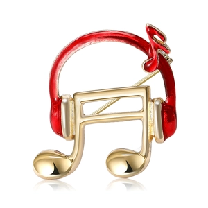 Simple Musical Note Headphone Enamel Brooch Pin Korean Alloy Gold Lapel Pin For Suit Dress Accessories For Women Men Jewelry