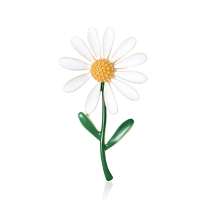 Broche Marguerite Blanche Mode Coréenne Émail Épingle Florale Pour Femmes Alliage Élégant Costume Cardigan Épingle Bijoux Cadeau