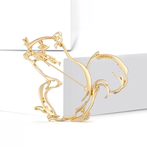 Elegant gold hollow squirrel brooch with intricate pattern for women suit and dress accessories