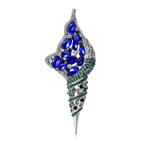 Broche en Forme de Conque Creuse à la Mode pour Femmes Alliage de Luxe Léger Incrusté de Strass Pin de Corsage Accessoire de Costume Bijoux Cadeau