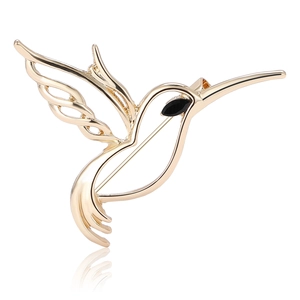 Spilla minimalista in lega cava di colibrì per donna Spilla da bavero animale del fumetto Oro Argento Spilla di strass galvanica