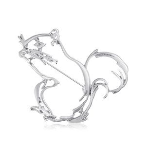 Elegant silver squirrel brooch featuring a minimalist hollow-out metal alloy design
