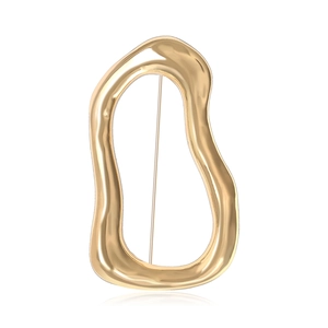 Minimalist Alloy Irregular Hollow Geometric Brooch Pin For Women Liquid Metal Style Electroplated Fashion Jewelry Accessories