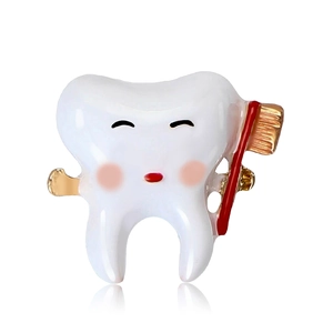 Creative Cartoon Tooth Toothbrush Brooch Alloy Drip Oil Enamel Pin Cute Dentist Nurse Gift Lapel Pin Jacket Accessories